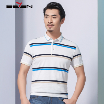 Seven brand men polo tee summer stripe golf slim fit sport t shirt - intl  