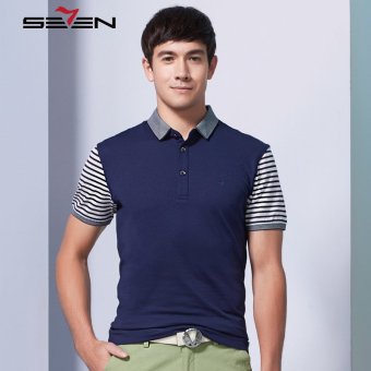 Seven Brand Men Polo Tshirt Slim Fit Short Sleeve T Shirts Dark Blue  