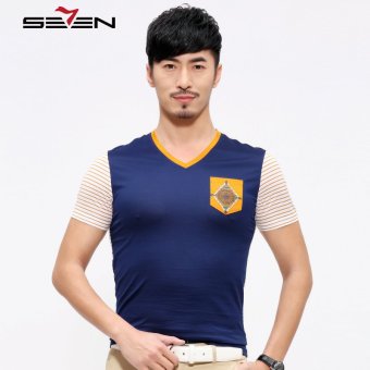 Seven brand navy style t shirts men summer 100% cotton skateboard men tee shirt fit slim fashion brand-clothing  