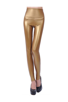 Sexy Faux Leather High Waist Legging (Gold)  