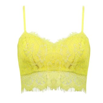 Sexy Lace Floral Unpadded Bralette Women's Bralet Bra Bustier Crop Top Cami Tank Yellow M  