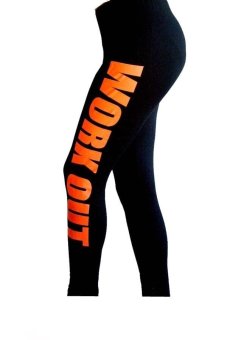 Sexy Orange Work Out Printed Leggings Fitness Pants  