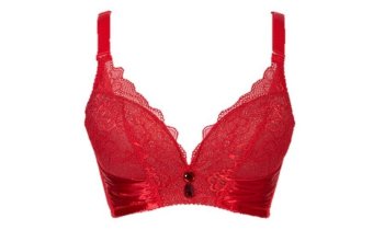Sexy "V" Bra and Panties - Red Color Cup A/B - Merah  