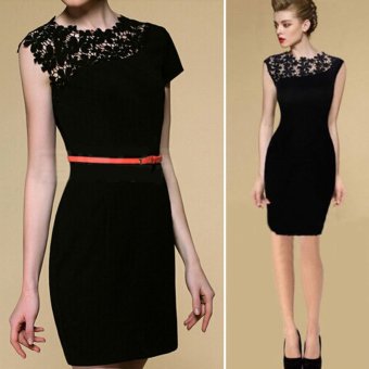 Sexy Women Lace Stretch Embroidery Cocktail Prom Party Bodycon Pencil Mini Dress  