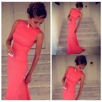 Sexy Women Sleeveless Backless Bodycon Cocktail Party Formal Long Dress Pink - intl  