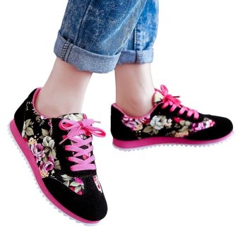 SHOES Sepatu Kets Wanita Casual Motif Bunga ESDS101- Multicolor  