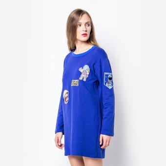 Shoffie - Long Sleeve Bruton Blue Sweat Dresses  