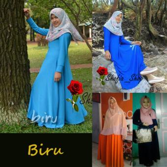 Shofia - Biru - Gamis Polos Jersey Super Busui Muslimah All Size Fit to XL  