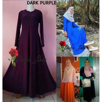 Shofia - Dark Purple - Gamis Polos Jersey Super Busui Muslimah All Size Fit to XL  