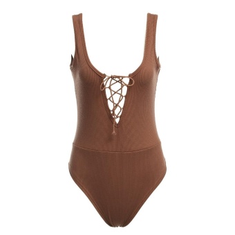 [SIGNAL BROWN] Sexy Sleeveless V Neck Bandage Women Jumpsuit(Int:M) - intl  