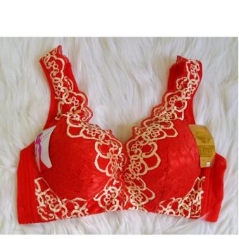 SISEKSI - Bra Penekan Lemak Push Up Tanpa Kawat & Busa Tebal 848 size 36 - MERAH  