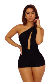 Sleeveless Bodycon Jumpsuit Romper Shorts Clubwear (Black) - intl  