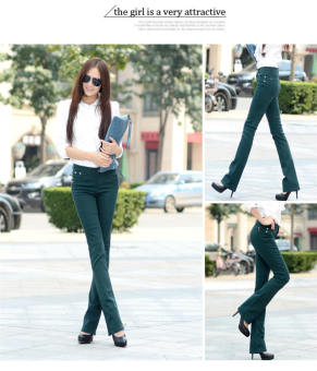 Slim Diary Pretty Korean Fashion Candy Elastic Mini Speaker Cotton Pants(Color:Army Green) - intl  