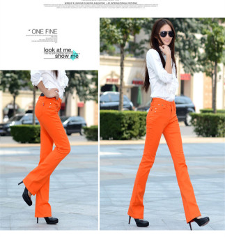 Slim Diary Pretty Korean Fashion Candy Elastic Mini Speaker Cotton Pants(Color:Orange) - intl  