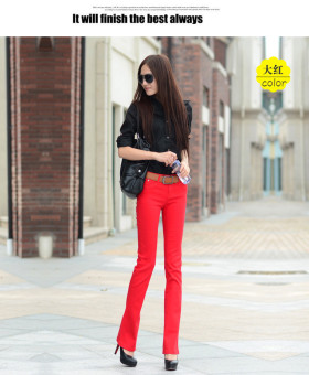 Slim Diary Pretty Korean Fashion Candy Elastic Mini Speaker Cotton Pants(Color:Red) - intl  