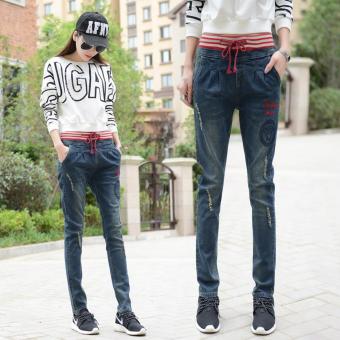 Slim Women Jeans Casual Harlan Pants Elastic Waist Pants Korean Slim Trousers - intl  