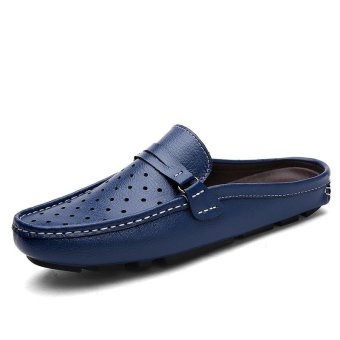 Slip-Ons & Loafers Leather Shoes Fashion Casual Shoes Low Cut Shoes(blue) - intl  
