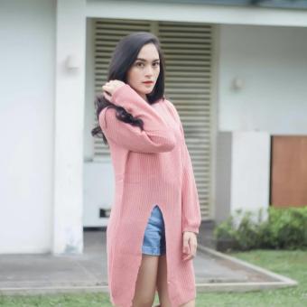 Slit Knit dusty pink - sweater rajut wanita selebgram  