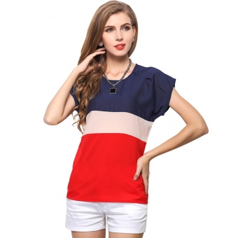 Small Fresh Color T-shirt Short-sleeved Chiffon Shirt (Red) - intl  