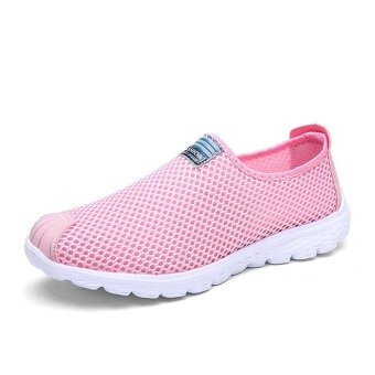 Socone Womens Mesh Slip On Walking Shoes Breathable Sport Sneakers (Pink)  