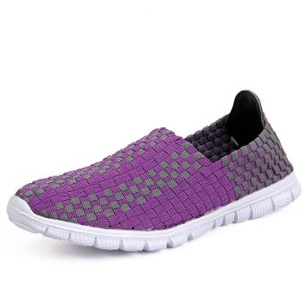 Socone Womens Woven Elastic Flats Walking Shoes (Purple) - intl  