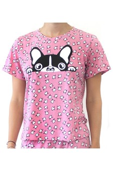 Sook Woman T-Shirt (Print Kepala Anjing) - Pink  
