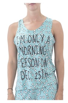 Sook Woman Tank Top (Print I'm Only A Morning Person on 25th Dec) - Sea Green  