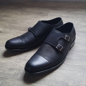 Sottile Men’s Quality Leather Shoes - Double Monkstrap - Black  