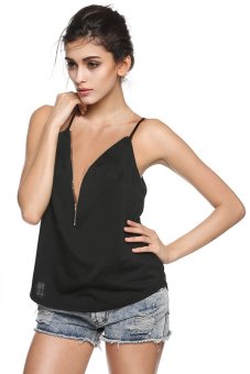 Spaghetti Strap Sexy Cami Tops (Black)  