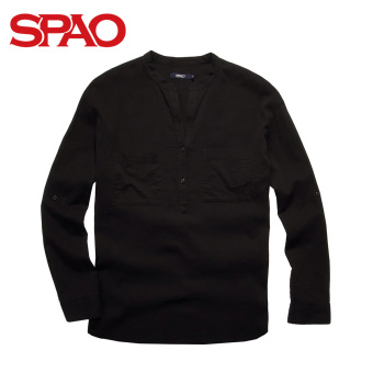 SPAO Henry Neck Rayon Shirt SPYA625G11-19 (Black)  
