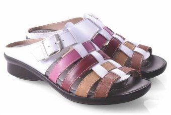 Spiccato SP 518.14 Sandal Kasual Wanita - Bahan Leather - Cantik Dan Modis - Putih Kombinasi  