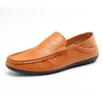 Spring Summer Men's Flat Shoes New Bean Shoes Lazy Shoes Korean Breathable Driving Shoes (Brown) - intl  