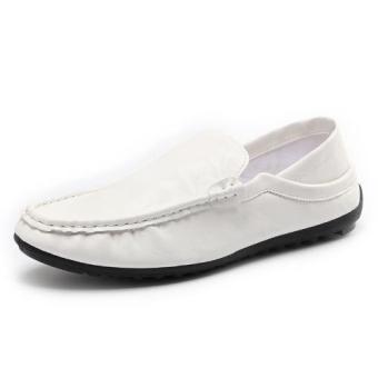 Spring Summer Men's Flat Shoes New Bean Shoes Lazy Shoes Korean Breathable Driving Shoes (White) - intl  