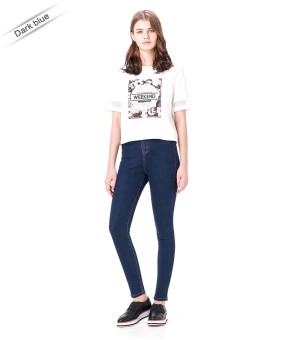 Spring/Autumn Fashion S- 6XL High Waist jeans High Elastic plus size Women Jeans woman femme washed casual skinny pencil Denim pants 4XL(Dark blue) - intl  