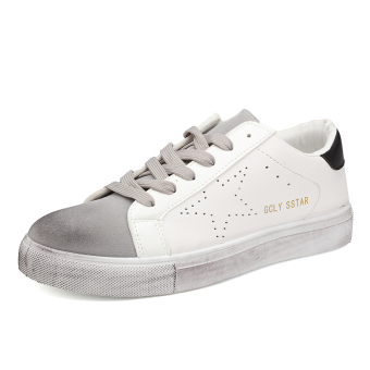 SRZ The Same Paragraph Star British Fashion Casual Leather Star Shoes(White&Black) - intl  