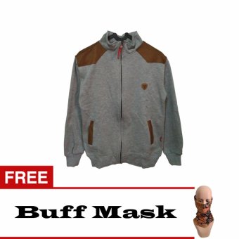 SS Jacket Fashion Mangau, Fleece, Carlic - Abu-Abu + Free Buff Mask  