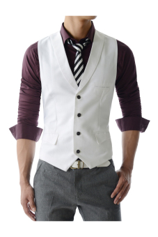 Stylish Slim Fit Vest Unique Shawl Collar 4 Button Sensual Waistcoat WHITE - intl  