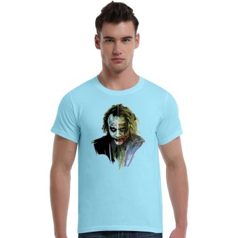 Suicide Squad Joker Art Face Cotton Soft Men Short T-Shirt (Powder Blue)   