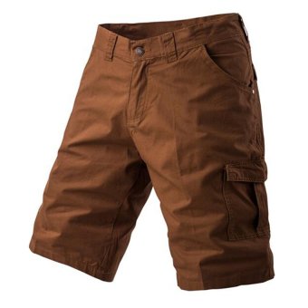 Summer men casual shorts cotton cargo shorts (Brown) - intl  