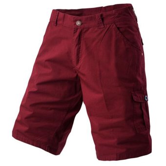 Summer men casual shorts cotton cargo shorts (Red) - intl  