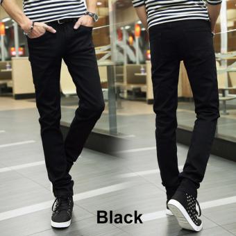 Summer Men Casual Straight Slim Jeans (Black) - intl  