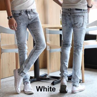 Summer Men Casual Straight Slim Jeans (White) - intl  