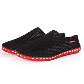 Summer Men's Casual Mesh Breathable Slip Ons Loafers Sandals Shoes Flip Flops black - intl  