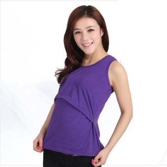 Summer Modal Maternity Tanks Pregnancy Camis Nursing Tank Tops for Pregnant Woman Clothes Breast Feeding Top Home Wear Clothing Purple - intl  
