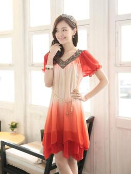 Summer new large size pregnant women loose chiffon dress(red) - intl  