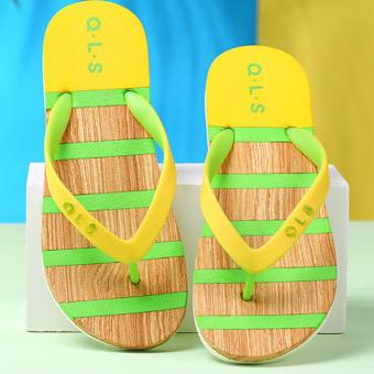 Summer Non-slip Couple Flip Flops Wood Grain Slippers for Women - intl  