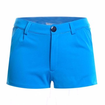 Summer Shorts Women 2017 New Arrival Causal Style Regular Polyester Acrylic Candy Color Sexy Mid Waist Women Shorts Plus Size M(Blue) - intl  