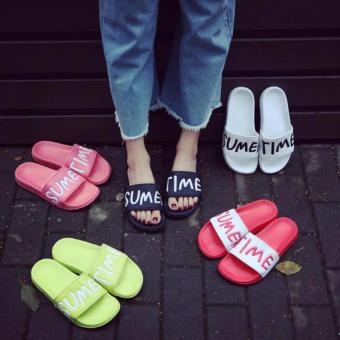 Summer Slides Women Household Slipper Korea Style Anti-Slip Flat Casual Beach Flip Flops Shoes Pink - intl  