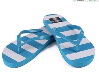 Summer Striped Beach Slippers Flip Flops Sandals Blue  