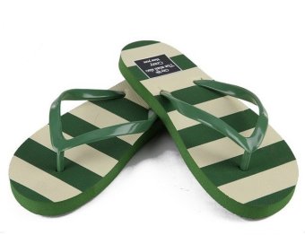 Summer Striped Beach Slippers Flip Flops Sandals Green  